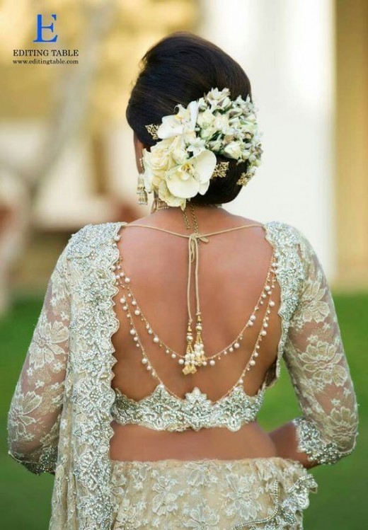 Jewelled saree blouse back neck