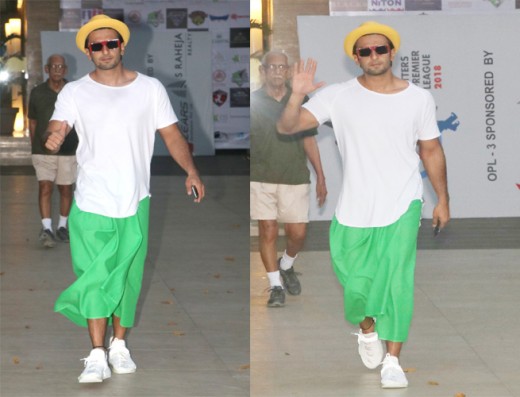 Ranveer Singh in a green skirt on women's day