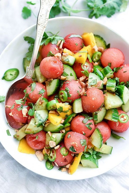 Cucumber watermelon mango salad