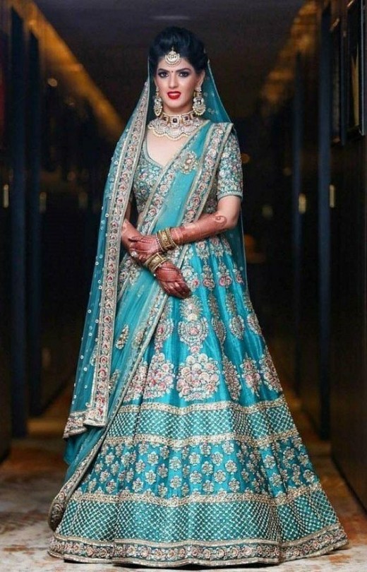 Light Blue lehnga, Unusual bridal lehngas