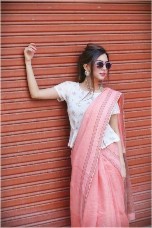 Peplum blouse style for saree