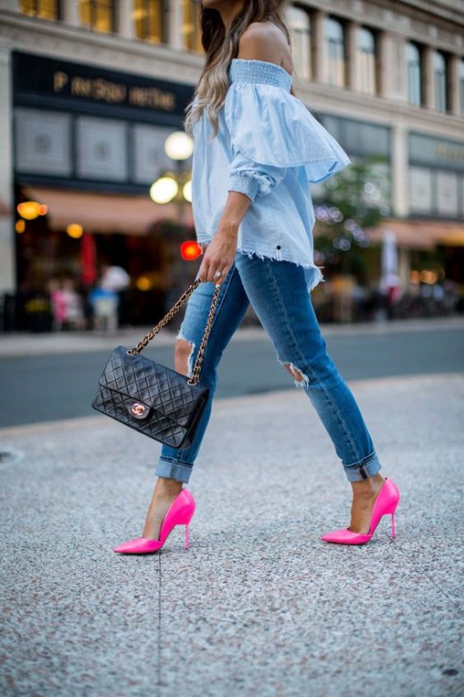 Footwear in bright color for summers