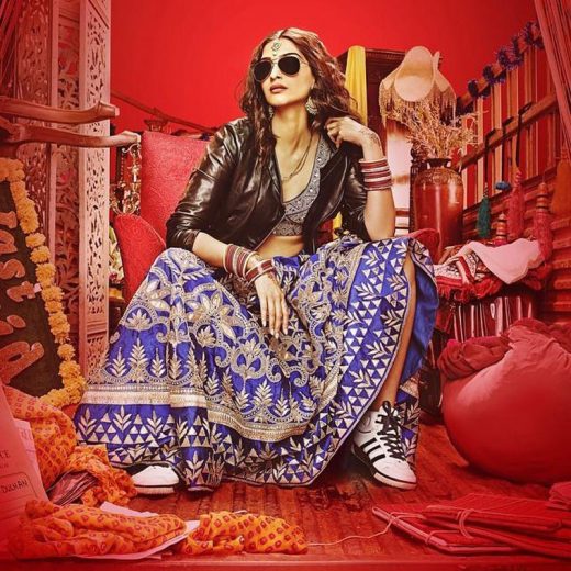 Brides wearing sneakers with lehnga