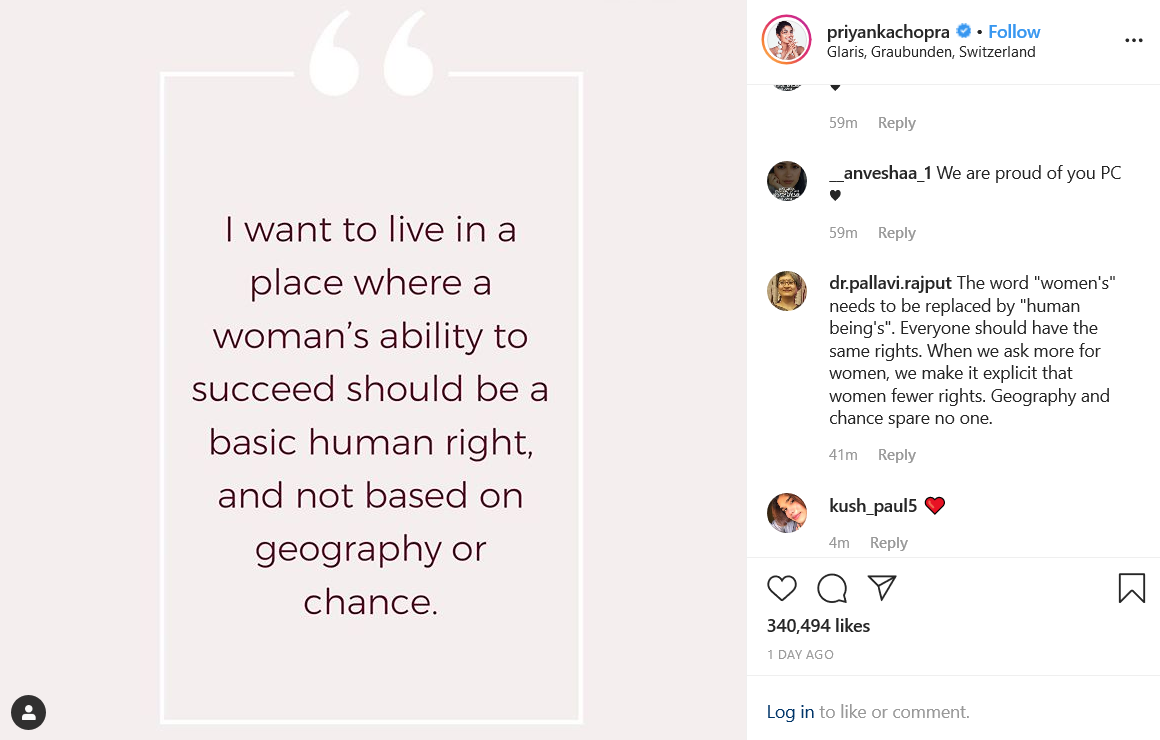 Priyanka Chopra speech at world economic forum, Davos