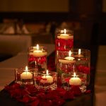 Candle set up for valentine's day decor