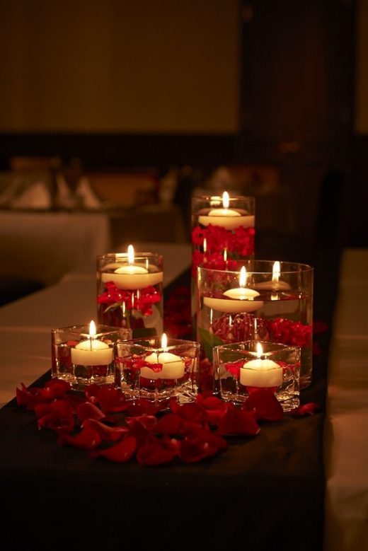Candle set up for valentine's day decor