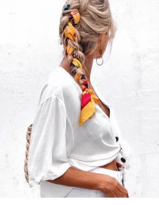 How to use scarf as a hair accessory with braids and buns
