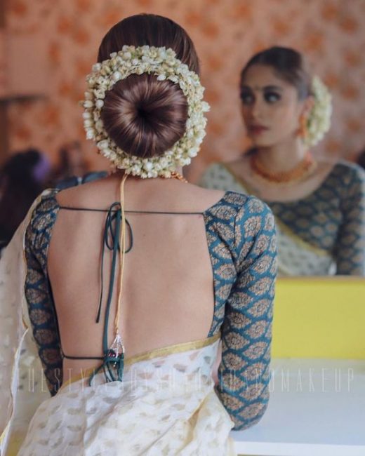 Bun hairstyle with gajra