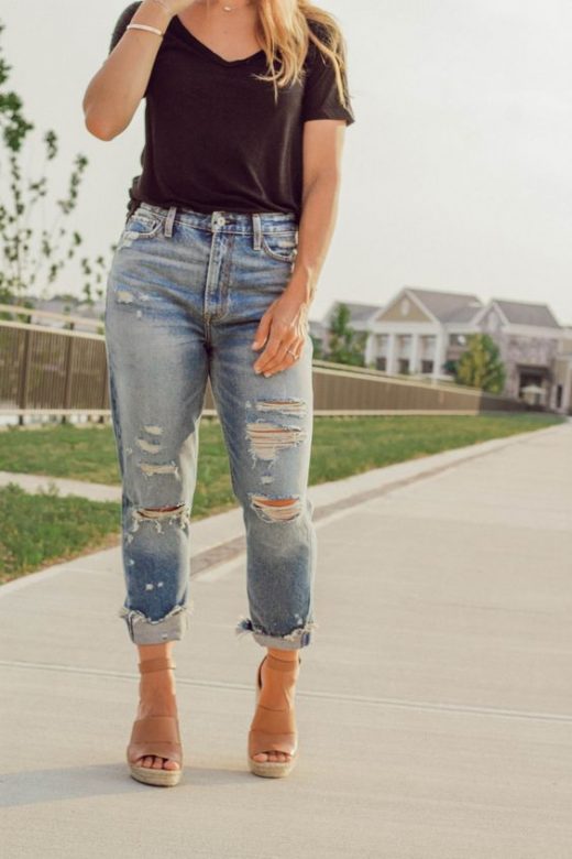 DIY distress denim jeans