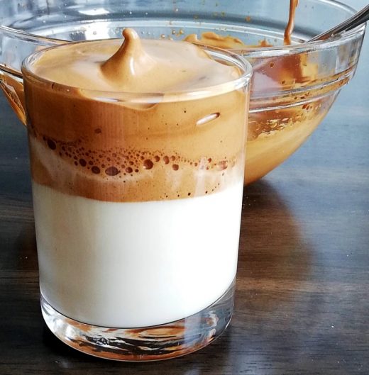 Dalgona Coffee in three diferent flavors