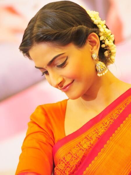 Styling hair with saree