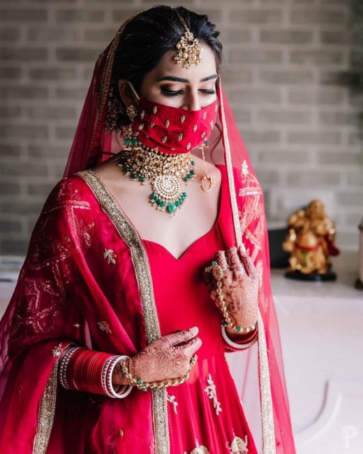 embroidered bridal face mask