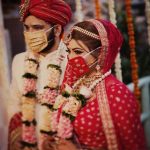Modern Indian brides match face mask with their attires