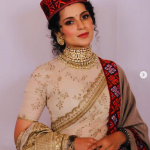 Kangana Ranaut Looks Stunning In Sabyasachi Saree Worn With A Kullu Shawl And Pahari Cap Kangana Ranaut dressed in Pahari cap and Kullu shawl for her brother's wedding recption