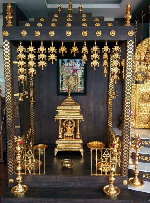 DIY poja mandir with flowers and leaves