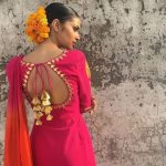Back neckline designs with tassels and doori for kurta