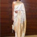 How to style a white and gold silk saree